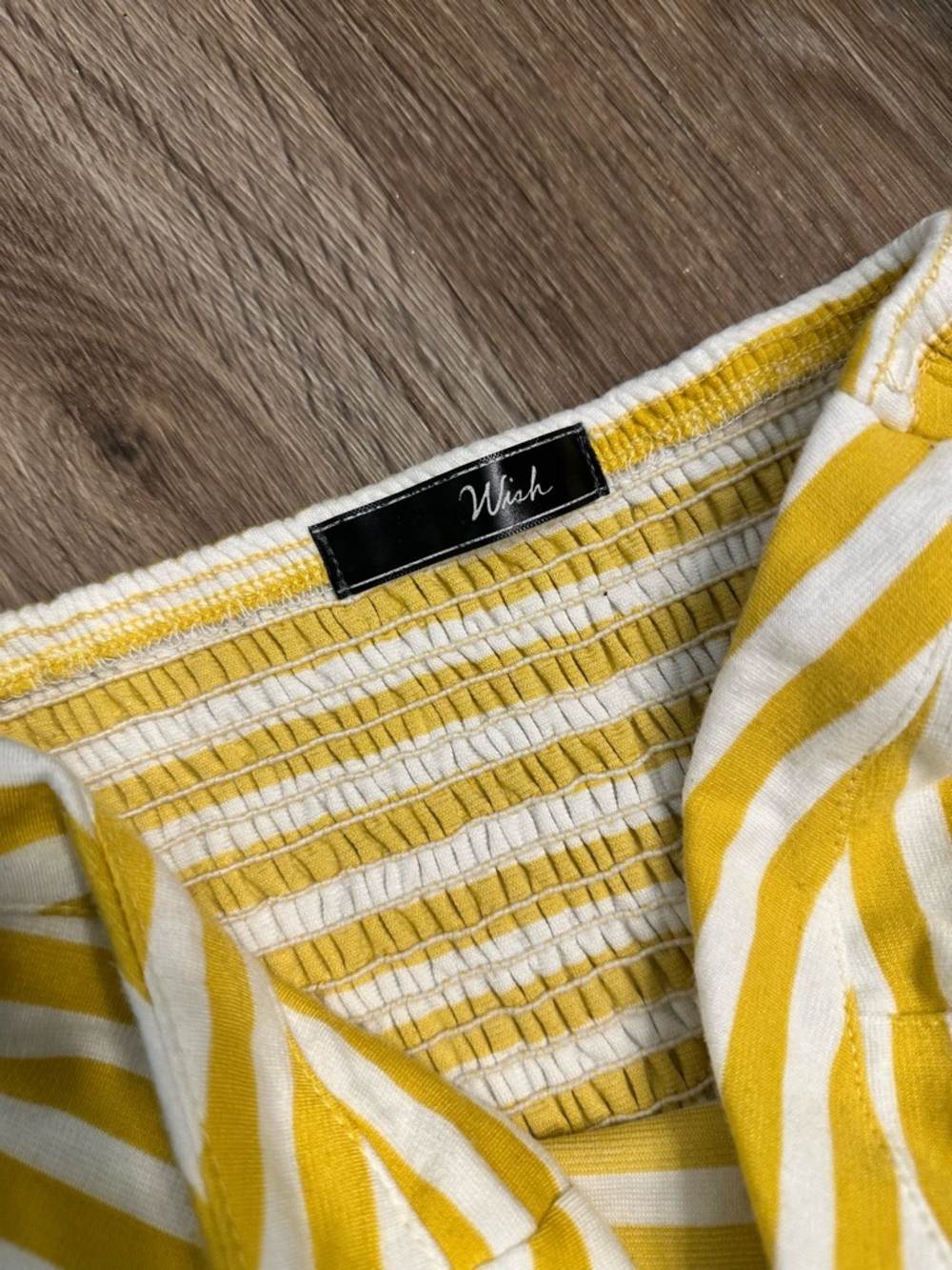 Strapless Fit Flare Dress Black Skirt Yellow Stripe Top Mini Size S - Picture 3 of 7